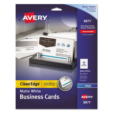 Avery® True Print Clean Edge Business Cards, Inkjet, 2 X 3.5, White, 200 Cards, 10 Cards-sheet, 20 Sheets-pack freeshipping - TVN Wholesale
